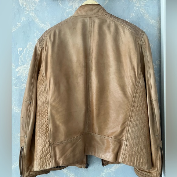 Mens Danier Leather Tan Bomber Jacket Size XL - Picture 3 of 5